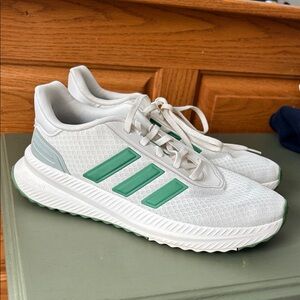 adidas White Sneakers with Mint Green Stripes